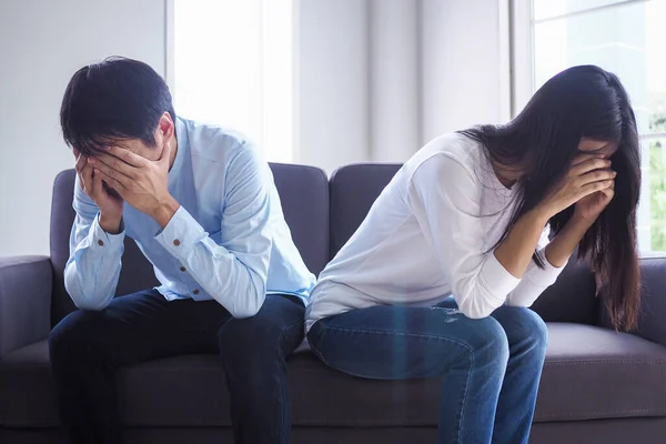 Couples are stressed and crying after an argument. Family crises and relationship problems that are about to end