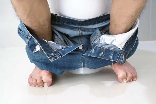 Men Have Abdominal Pain Want Shit Diarrhea Concept — Stockfoto