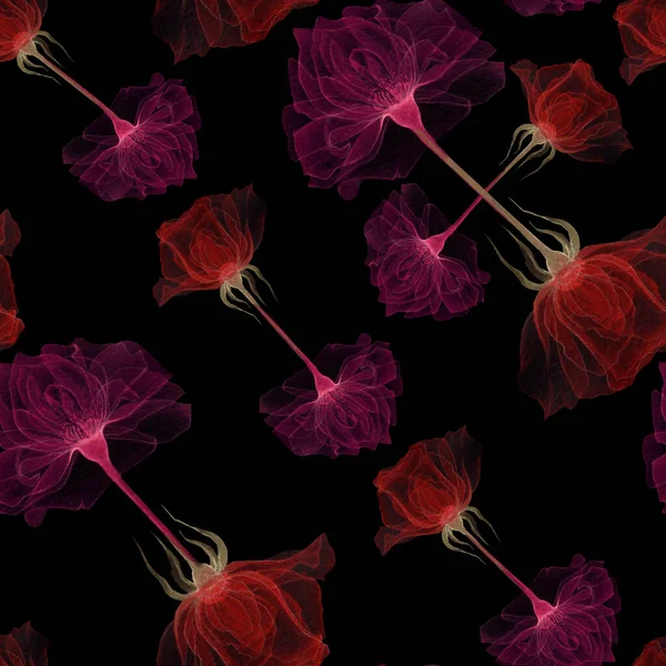 Flores transparentes sin costura —  Fotos de Stock