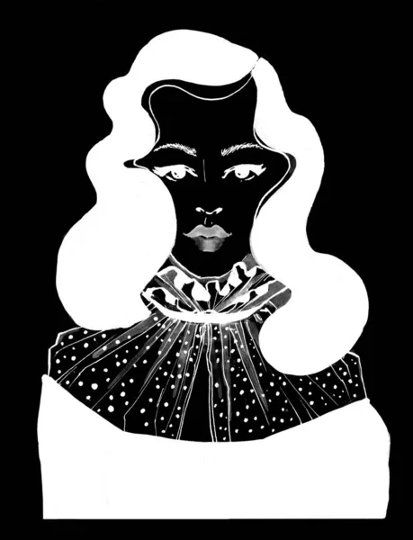 Zwart-wit silhouet van een vrouw — Stockfoto