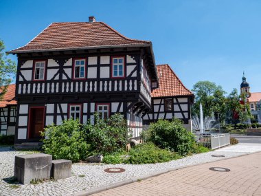 Half-timbered house in the old town of Suhl clipart