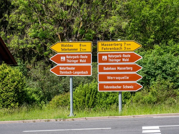 Signpost Parque Natural Florestal Turíngia Alemanha — Fotografia de Stock