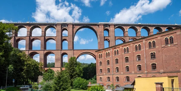 Panorama Goeltzsch Viaduto Vogtland Alemanha Oriental — Fotografia de Stock