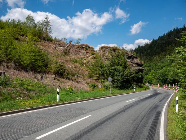 Estrada Para Floresta Montanhas Dieback Alemão — Fotografia de Stock