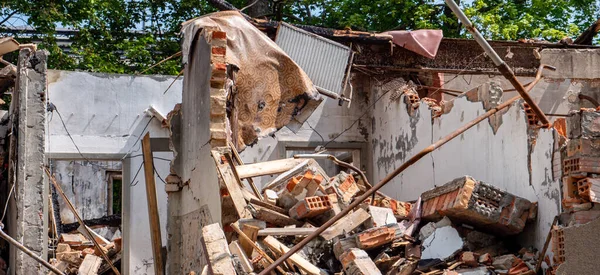 Panorama Demolition House Demolition Construction Industry — Stock Photo, Image