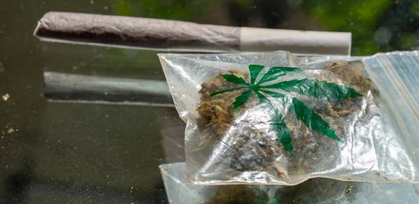 大麻の袋と共同で — ストック写真