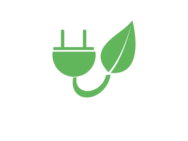 Green Ecology Plug Leaf Vector Isolated White Background — Stock Photo, Image
