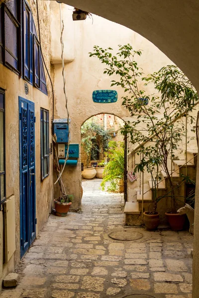 Antik taş sokaklar eski Jaffa, Tel Aviv Yaffo, İsrail