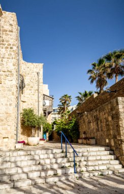 Antik taş sokaklar eski Jaffa, Tel Aviv Yaffo, İsrail