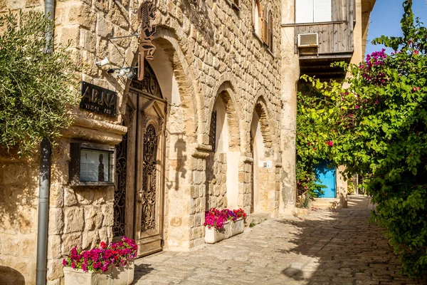 Antigas Ruas Pedra Artistas Bairro Old Jaffa Yaffo Israel — Fotografia de Stock