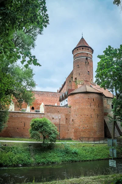 Castillo Ordensburg Olsztyn Polonia Vista Desde Río Lyna — Foto de Stock