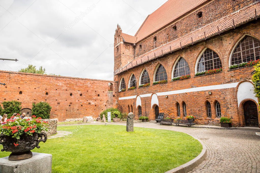 Ordensburg castle courtyard in Olsztyn, Poland