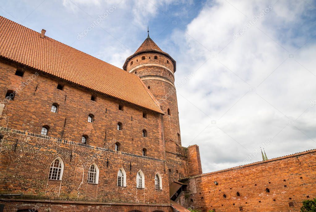 Ordensburg castle courtyard in Olsztyn, Poland