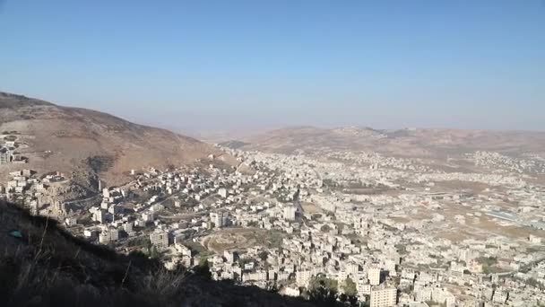 Panorama Över Nablus Shomron Eller Shechem Från Berget Gerizim — Stockvideo