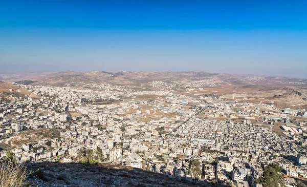 Панорама Nablus Shomron Або Сихем Від Гори Гарізім Заході Сонця — стокове фото