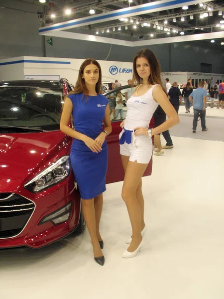 Meninas Modelos Moscow International Motor Show 2018 Rússia Moscou Setembro — Fotografia de Stock
