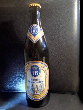 Hofbru Oktoberfestbier. Ekim Festivali resmi birası. Bayern Münih