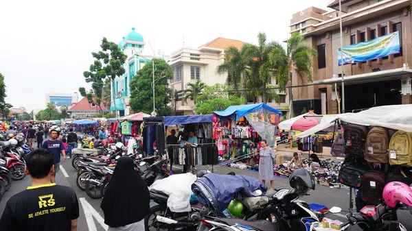 Surabaya Indonésia Setembro 2020 Atmosfera Matinal Mercado Roupas Usadas — Fotografia de Stock