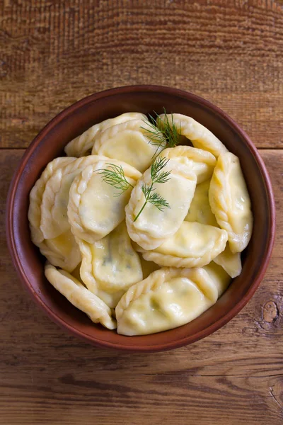 Dumplings Filled Cottage Cheese Farmer Cheese Varenyky Vareniki Pierogi Pyrohy — Stock Photo, Image