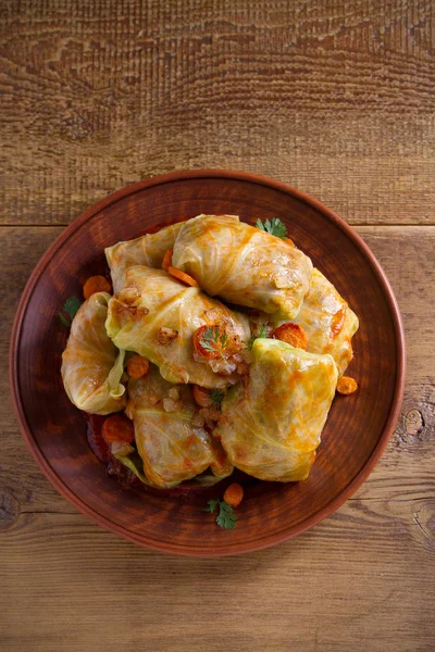 Hojas Col Rellenas Con Carne Arroz Verduras Chou Farci Dolma — Foto de Stock