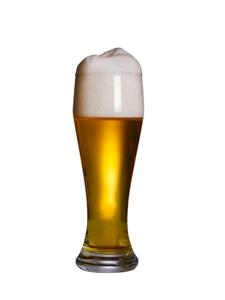 Vaso Cerveza Con Tapa Espuma Vidrio Ale Aislado Sobre Fondo — Foto de Stock
