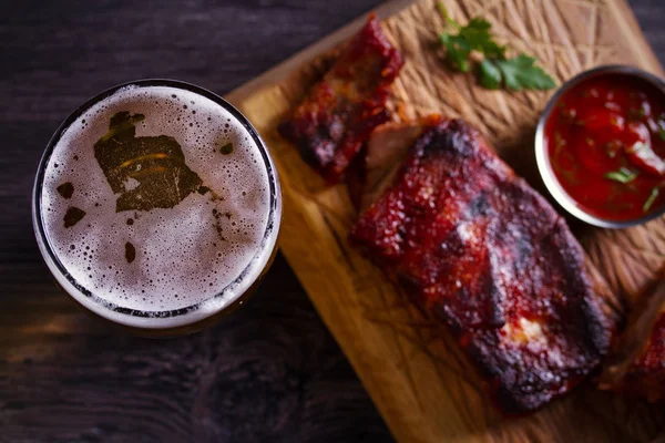 Beer Pork Spare Ribs Ale Meat Beer Food Concept Image — Stock Photo, Image