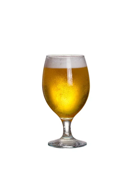 Glas Bier Geïsoleerd Witte Achtergrond — Stockfoto