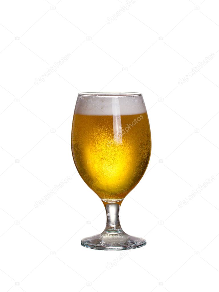 Glass of beer, isolated on white background