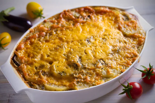 Traditionelle Griechische Moussaka Auflauf Ist Auberginen Kartoffelhack Rindfleisch Oder Lamm — Stockfoto