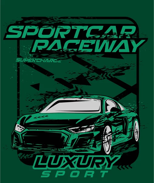 Sportcar Race Drifting Shirt Design Illustration — Vettoriale Stock