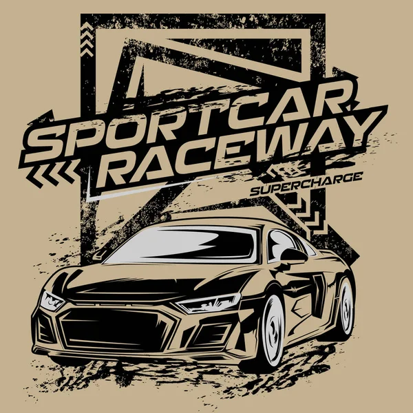 Race Esportcar Drifting Shirt Design Illustração —  Vetores de Stock