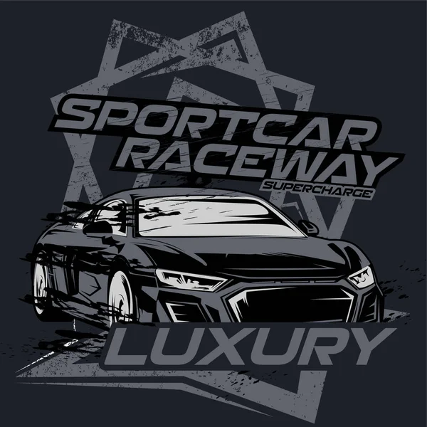 Sportcar Race Drifting Shirt Design Illustration — Vettoriale Stock