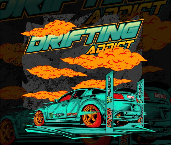 Drifting Race Car Championship —  Vetores de Stock