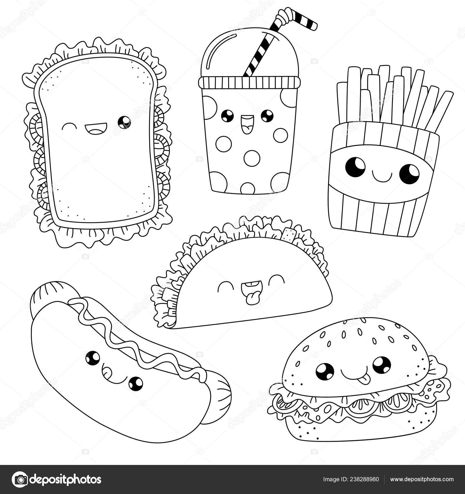 Colorear Bookfast Doodle De Alimentos Vector De Stock Balakoboz
