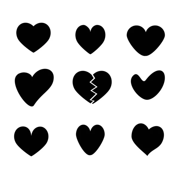 Silhouette Heart. Icone dell'amore . — Vettoriale Stock