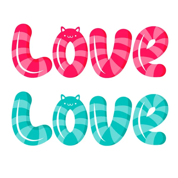 Love text in kawaii style — Stock Vector
