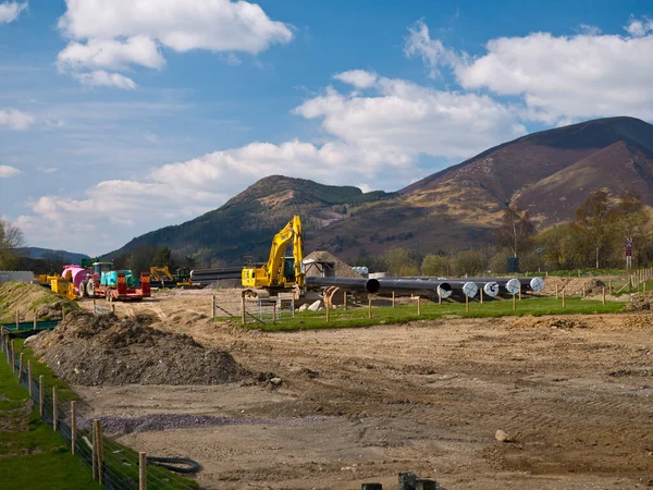 Vodovodní Potrubí Stavební Zařízení Blízkosti Keswicku Servisní Projekt West Cumbria — Stock fotografie