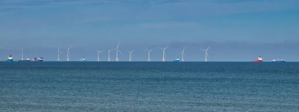Wind Farm Turbines Support Ships Coast Aberdeen Scotland Taken Calm — Stock Photo, Image