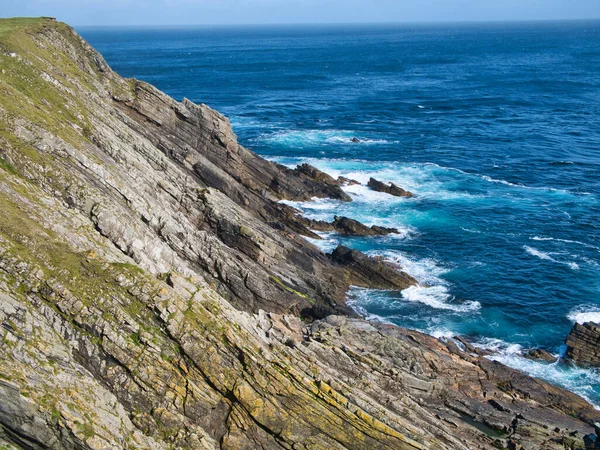 Falésias Costa Sul Shetland Perto Sumburgh Head Alicerce Formação Bressay — Fotografia de Stock