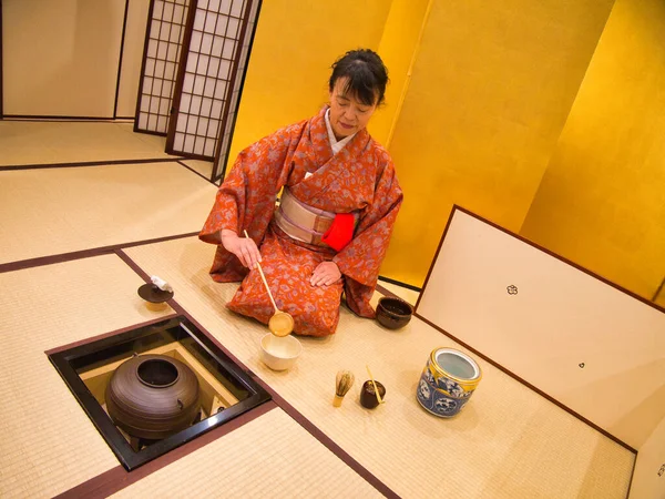 Japanese Tea Ceremony Formal Ceremonial Preparation Presentation Matcha Powdered Green — Stock Photo, Image