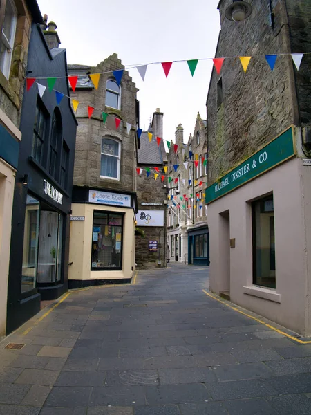 Stadskärnan Lerwick Huvudstad Shetland Skottland Storbritannien Lugn Söndag Eftermiddag — Stockfoto