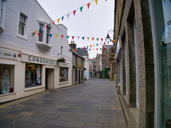 Stadskärnan Lerwick Huvudstad Shetland Skottland Storbritannien Lugn Söndag Eftermiddag — Stockfoto