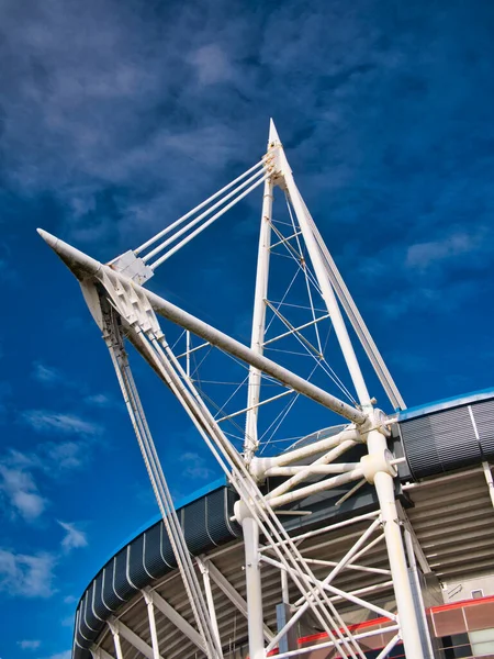 One Four White Cable Stayed Truss Masts Cardiff Millennium Principality — Stock Photo, Image