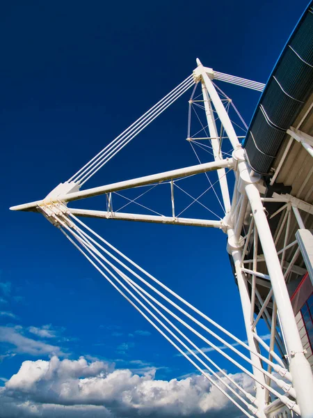 One Four White Cable Stayed Truss Masts Cardiff Millennium Principality — Stock Photo, Image