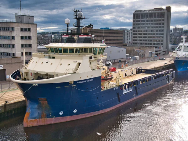 Amarrado Puerto Aberdeen Escocia Grampian Talisker Remolcador Offshore Construido 2009 — Foto de Stock