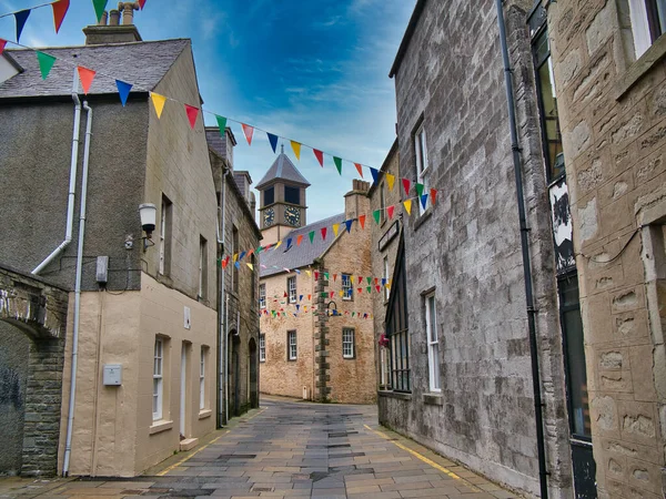 Blick Auf Eine Verlassene Commercial Street Lerwick Der Hauptstadt Der — Stockfoto