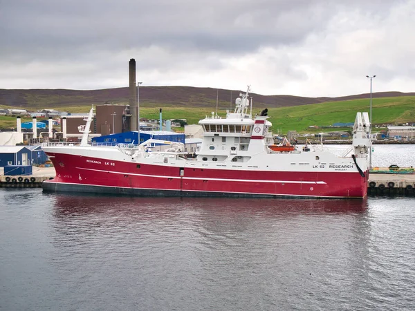 Moored Lerwick Harbour Research Midwater Trawler Built 2018 One Shetland — Stock Photo, Image