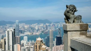 Victoria peak ünlü bakış açısı Hong Kong, Çin aslan heykeli