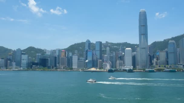 Гонконг 2018 Травня Гавань Вікторія Горизонт Острова Гонконг Гонконг Одним — стокове відео