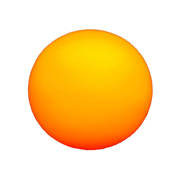 太阳与太阳黑子被看见作为黑暗的斑点被隔绝在白色背景之下 — 图库照片